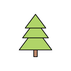 Christmas tree icon isolated on white background. Symbol of holiday, Christmas, New Year celebration. Vector illustration.