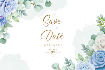 Luxury navy blue watercolor floral background design