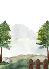 Watercolour forest landscape 