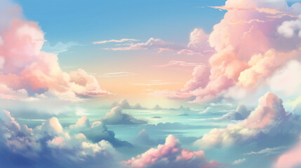 Heavenly Hues, Soft Pastel Cloud Background.