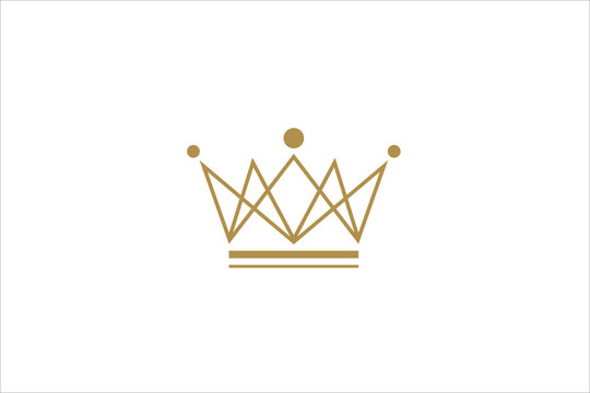 Gold crown logo vector illustration with minimalist line design style