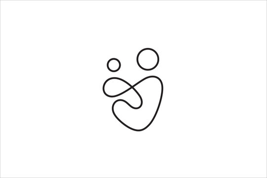 Mother and child abstract line logo vector illustration