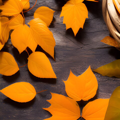 Autumn orange, leaves fall abstract background, leaf random element outdoor