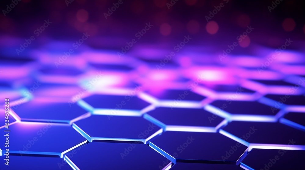 Fototapete generative ai : futuristic glowing hexagonal background design
