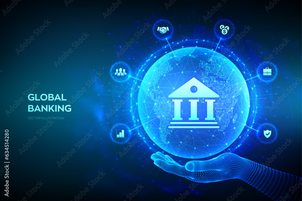 Poster banking. finance and banking networking. business global internet connection. financial technology. 