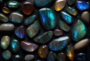 Obraz na płótnie Canvas colorful labradorite gemstones background