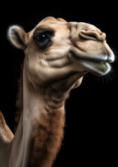 Photograph of a camel in a dark backdrop conceptual for frame