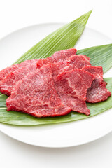 白背景に美味しそうな牛ロース肉