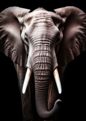 Photograph of a elephant in a dark backdrop conceptual for frame
