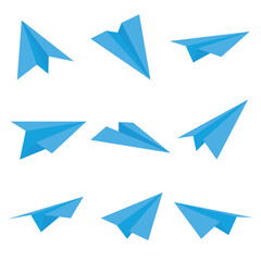 Fototapeta premium blue paper airplane isolated on white