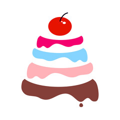 cake illustration logo with cherries.