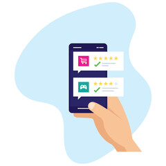 hand holding smartphone with social icon