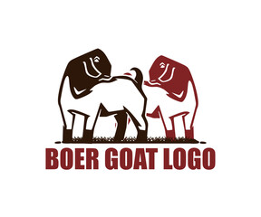 Obraz premium RED HEAD BOER GOAT LOGO, silhouette of simple great ram standing vector illustrations.