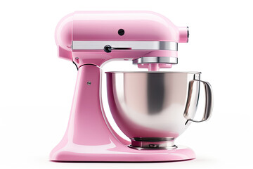 Pink stand mixer isolated on white background