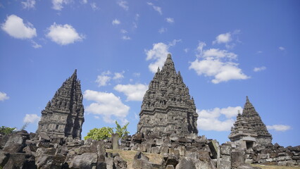 landscape prambanan temple in Indonesian. hindu temple