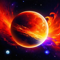 orange moon in space