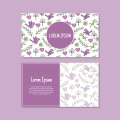 Fototapeta premium Vector flowers leaves and birds vertical frame pattern invitation greeting cards, RSVP and thank you cards. Elevate your occasions with exquisite seamless pattern invitation greeting cards.