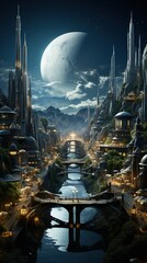 science fiction art using AI, featuring futuristic technology, space exploration, or otherworldly environments to transport viewers to distant realms.