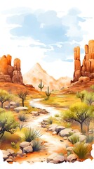 America Landscape, water color, vector, illustration