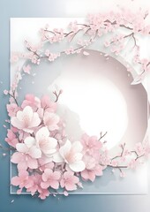 Fototapeta na wymiar Wedding invitation background with romantic theme, empty space surrounded with flowers, with cherry blossoms