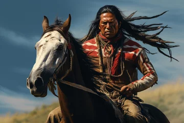 Foto op Plexiglas American indian warrior on the prairies of North America.  © Jeff Whyte