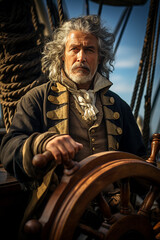 Obraz na płótnie Canvas Captain of a wooden tall ship. 