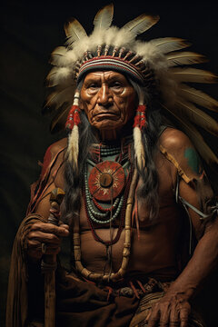 Portrait of an indigenous man who is a chief and elder. 