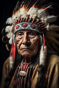 Portrait of an indigenous man who is a chief and elder. 