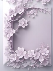 cherry blossom decoration wedding invitation background in paper cut style