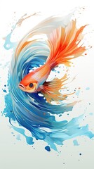 Chinese fighting fish, abstract art, Abstract Watercolor, create a unique and dynamic wallpaper. Generated with AI