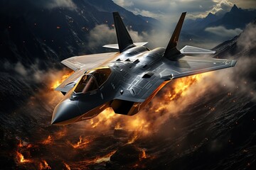 F35 Lightning II, stealth fighter ,advanced technology, aerodynamic design, stealthy missions, dominance in the sky,dogfight , fighter jet, future of aerial warfare.