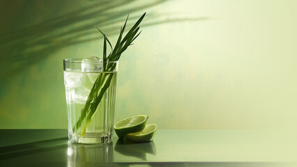 Lemongrass infused water with fresh organic fruits and herbs, non-alcoholic cocktails - obrazy, fototapety, plakaty