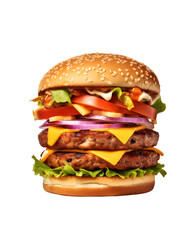 tasty beef burger with cheese and salad