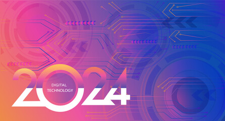 2024 Year of digital technology Background.  Design. Greeting Card, Banner, Poster.