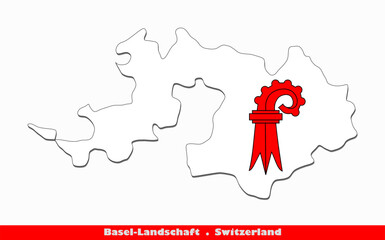 Basel Landschaft Flag -  Cantons of Switzerland (EPS)