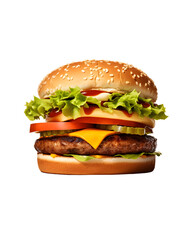 tasty beef burger with cheese and salad