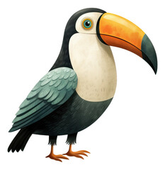 Naklejka premium Hand drawn watercolor toucan isolated. Cartoon style illustration.