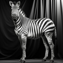 A striking zebra with unique stripes stands proudly.