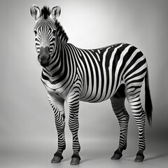 A striking zebra with unique stripes stands proudly.