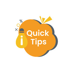 Quick tips message bubble with light bulb emblem. Banner design for business and advertising. Vector illustration.