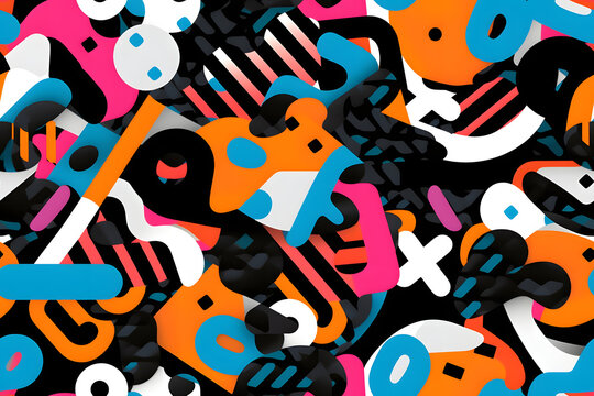A cool seamless abstract doodle pattern inspired by 00s, neural network generated image