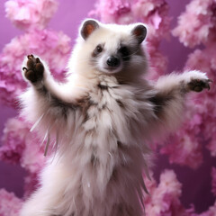 Obraz premium A playful and curious lemur dances against a pastel backdrop.