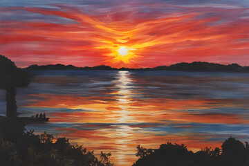 Obraz premium sunset over the sea. Generative AI