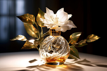 bottle of perfume with flowers