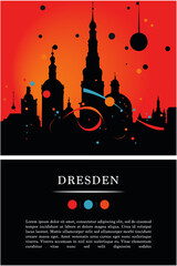 Germany Dresden city poster with abstract shapes of skyline, cityscape, landmarks and attractions. Saxony region travel vector illustration for brochure, website, page, business presentation