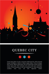 Canada Quebec city poster with abstract shapes of skyline, cityscape, landmarks and attractions. Quebec province travel vector illustration for brochure, website, page, business presentation