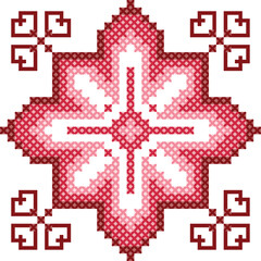 seamless pattern with flowers. tribal pattern. local fabric pattern. pixel pattern. cross stitch