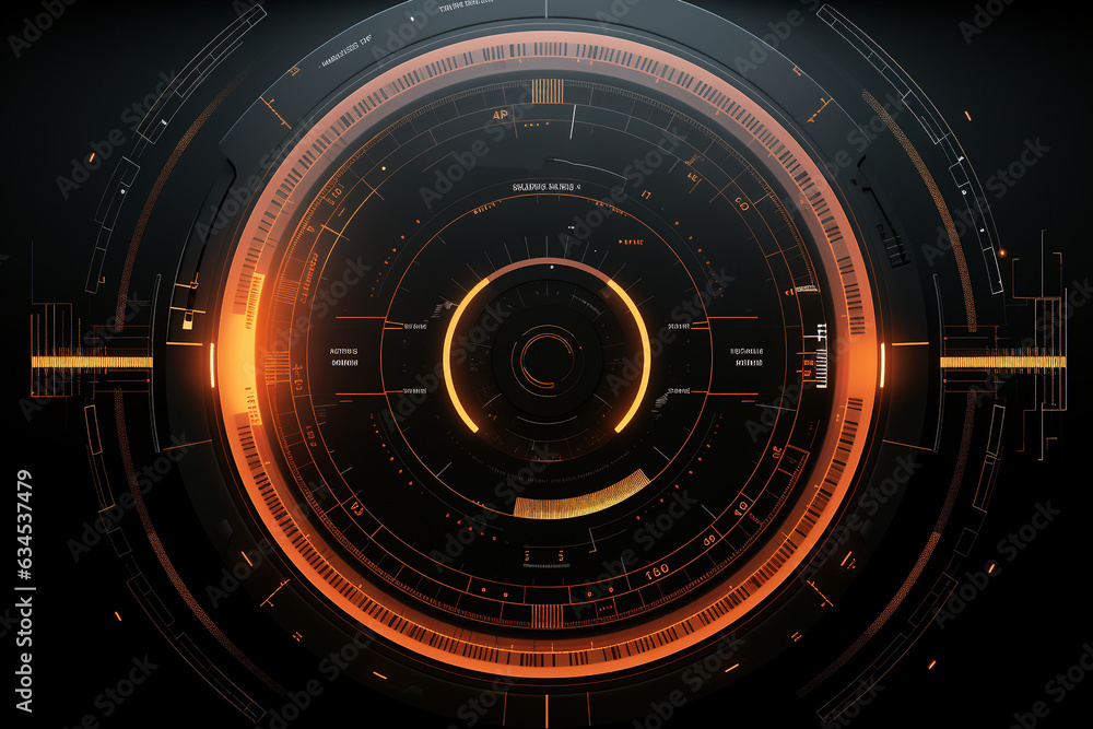 Canvas Prints round futuristic hud design, a glowing sci-fi futuristic circle in hud cyber concept, generative ai