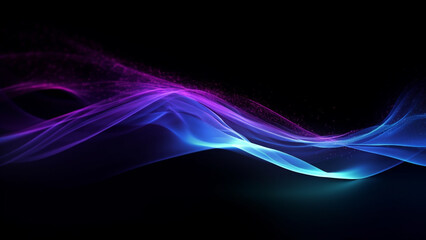A blue and purple flowing wave on a dark background, modern tech Abstract Background, Generative AI
