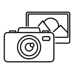 camera photography icon symbol image vector. Illustration of multimedia photographic lens grapich design image.
